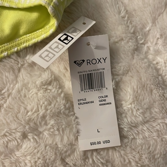 NWT 3 PIECE Roxy Gingham Bikini Set Limeade Green - Picture 9 of 15